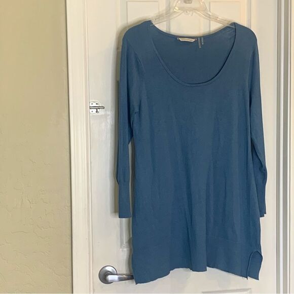 Soft Surroundings Blue Scoop Neck Long Tunic Top Size 1X - Picture 3 of 10